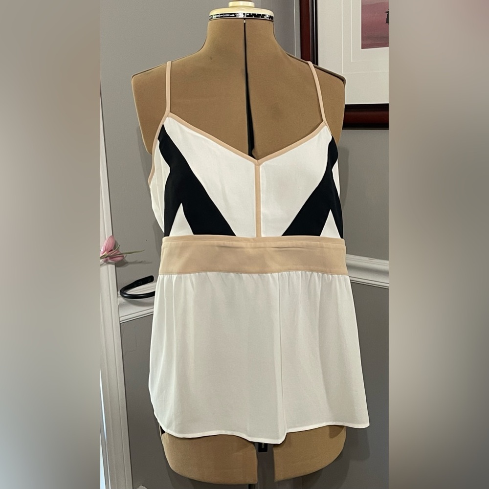 LOFT sz 10 Black and Cream Camisole Top